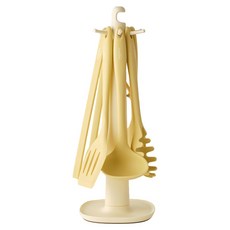 HANSSEM 矽膠廚具7件組, 奶油, 立架+廚具 6入, 1套