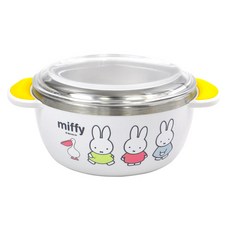 幼兒用Miffy防滑不鏽鋼碗+蓋子組, 白色, 1套