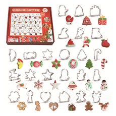 可愛不鏽鋼聖誕節餅乾模具24件組 MP380, 混合顏色, 1套