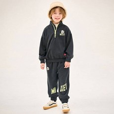 JELISPOON 童款迪士尼米老鼠高領拉鍊絨毛上衣褲子套組