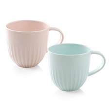 韓國 ZEN 彩色釉面褶皺馬克杯兩件組 420ml, 薄荷綠, 莓果粉, 1套