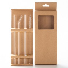 Gyurinhain長玻璃吸管 230mm 直線+彎曲+奶昔+清潔刷組, 1組