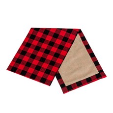 Maket Gamseong 聖誕格紋桌旗, 35 x 120 cm, 紅色