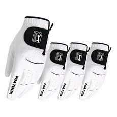 PGA투어 남성용 맥스 플렉스 골프장갑 왼손용, 화이트블랙, 4개