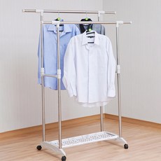 Formal頂級移動式立架 雙層層架5入 + 衣架組, 白色