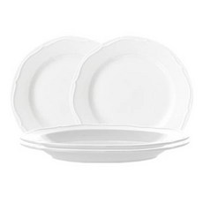 PRELUDE 新骨瓷簡約線條橢圓義大利麵碗2入 + 19.2公分盤子2入組, 白色, 義大利麵碗2入 + 盤子2入, 1套