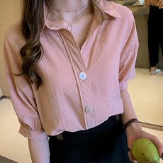 구디프 레이디 단추포인트 셔링 소매 블라우스