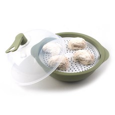 Kkumim 微波爐用蒸籠, 橄欖綠, 1個