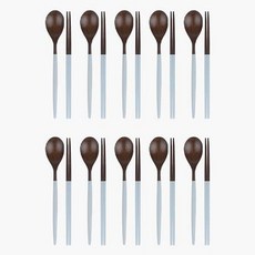 NICOTT 原木彩色筷匙組 10組, Light Gray, 湯匙 10入+筷子 10入