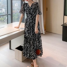 피어니스트 쉬폰 패턴 미디 롱원피스 빅사이즈 포함