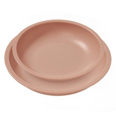 mommy's table 兒童用食品級矽膠年輪餐盤 S + L 組, 香檳粉色, 1套