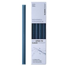 sliderstraw 重複使用吸管 長 黑色, 4入, 1個