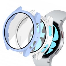 루아르모 갤럭시워치 액정보호 강화유리 풀커버 케이스 2p, 라이트블루, 투명