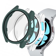 루아르모 갤럭시워치 액정보호 강화유리 풀커버 케이스 2p, 그린, 투명