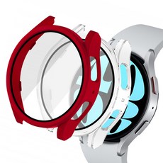 루아르모 갤럭시워치 액정보호 강화유리 풀커버 케이스 2p, 레드, 투명