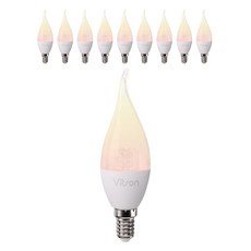 LISHIN Vitson Wonha 燭臺式 LED 燈泡 火焰 透明 5W E14 火焰 透明, 10個, 燈泡色