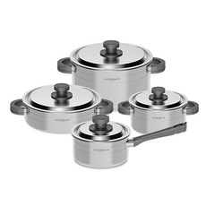 Altenbach 電磁爐 Minuet 五層鍋具4件組, 銀色, 16公分單柄鍋 + 20公分雙耳鍋 + 24公分雙耳鍋 + 24公分淺鍋, 1套