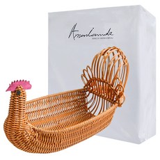 American Road 咕咕雞太太 雞造型藤編雞蛋籃 RK1858, 1個, 混合顏色