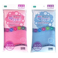 OHE 마이니치 샤워타올 2종 세트, 핑크, 블루, 1세트