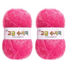 yarna 고급 수세미 뜨개실 80g, 124 형광핑크, 2개