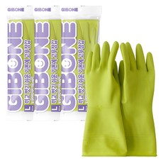 기본에 끼고 벗기 쉬운 고무장갑, 라임, 대(L), 3개