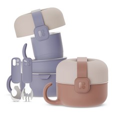 마더케이 허그 스테인리스 식기 세트, 로즈우드 + 퍼플블루, 7종, 2세트