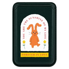모란카노 디자인 마그네틱 가죽 맥세이프 카드 수납 휴대폰 케이스, 12 선샤인래빗(그린), 1개