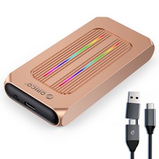 오리코 M.2 NVMe SSD RGB 외장하드케이스 2in1케이블 냉각핀 방열 USB3.2 Gen2 10Gbps M2R1-G2, M2R1-G2(로즈골드), 1개