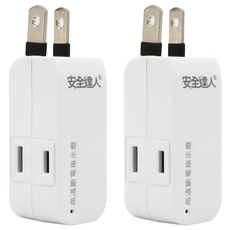 安全達人 2插2P插座 2孔, 白色, 2入
