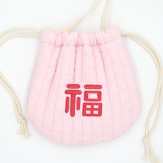 BEBE CHOUETTE 兒童用粉彩福袋 福字 深珊瑚色 單面