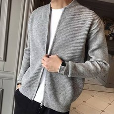 Fashion Flow 男士修身版雙向拉鍊基本款針織開襟衫