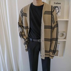 Fashion Flow 男款時尚格紋亮點Oversize開襟衫