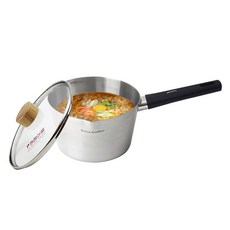 Kitchen-Art IH電磁爐適用木柄不鏽鋼牛奶泡麵鍋, 不銹鋼霧面, 18cm, 1個