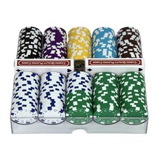 Honeydot.com國際規格200入撲克籌碼收納壓克力盒+顏色籌碼 100入+星星 5種*20入+德州撲克牌 2入, 隨機出貨(色片)