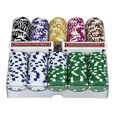 Huni.com國際規格200入撲克籌碼收納壓克力盒+彩色籌碼 100入+五星 5種*20入+德州撲克牌 2入組, 隨機出貨(色片)