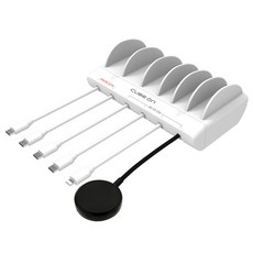 큐브온 초고속 PD PPS 6포트 멀티충전기 C타입 4p + 8핀 1p + 갤럭시워치 무선충전기 1p, 화이트, 1개