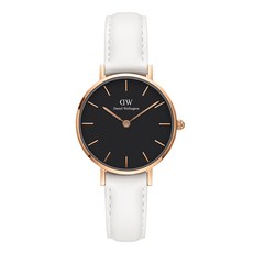 DanielWellington PETITE BONDI 白色皮革錶帶黑色錶盤手錶 32 mm