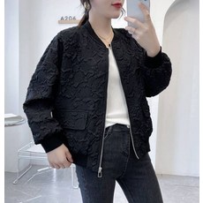 아이엠몽 여성용 포로모 포켓 포인트 라운드넥 패턴 자켓