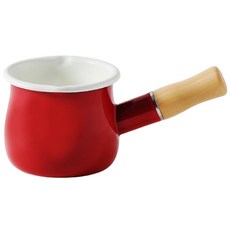 電磁爐適用琺瑯單柄牛奶鍋, 紅色, 10cm, 1個