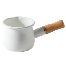電磁爐適用琺瑯單柄牛奶鍋, 白色, 10cm, 1個