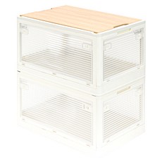 팬물산 폴딩박스 우드상판형 84L + 캐스터바퀴 4p 세트, 아이보리(폴딩박스), 2개