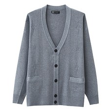 남성용 패션플로우 단색 브이넥 포켓 가디건