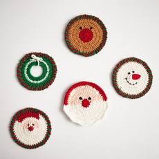 Yarna Happy Merry 茶杯墊 Happy Cotton 織線 6 種 + 符號圖案 + 文字說明 編織 DIY 套組, 702 + 708 + 720 + 726 + 742 + 755, 1套