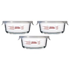 파이렉스 4면 밀폐 계량 저장용기 원형 380ml, 3개