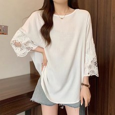 ATTERLIC 寬鬆版型鏤空蕾絲後荷葉邊襯衫 03338