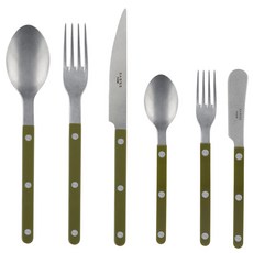 사브르 빈티지 디너 스푼 + 포크 + 나이프 + 티스푼 + 케이크 포크 + 버터 스프레더 세트, 그린펀, 6종, 1세트