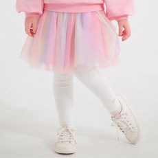 JELISPOON 女童款彩虹網紗緊身褲裙
