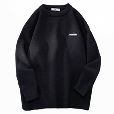남성용 패션플로우 심플 블랙라벨 루즈핏 긴팔 니트