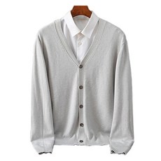 男士時尚潮流柔軟觸感半寬鬆版型人造絲長袖開襟衫