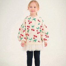 JELISPOON 女童款櫻桃印花長袖T恤
